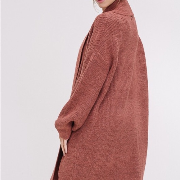 Soft Fur Open Cardigan- BRICK - Picture 7 of 8